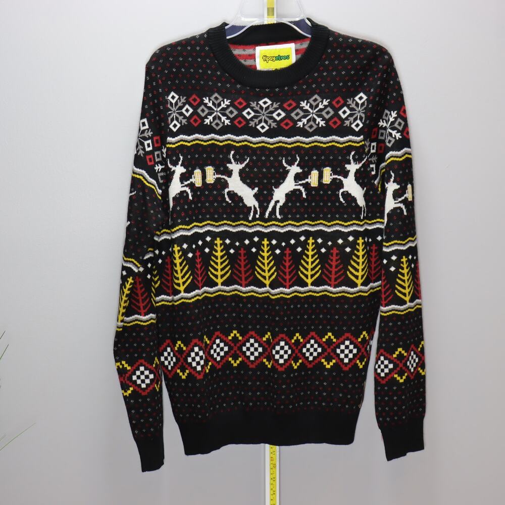Tipsy Elves Men’s Beer Reindeer Christmas Sweater‎ Size L